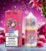 ليكويد Tokyo Super Cool Dragon Fruit – طعم دراجون فروت ايس سوبر كول – مكتوب في الصورة: tokyo super cool – الخلفية فيها فاكهة دراجون فروت وتلج ولوجو الفيب el-vape