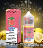 ليكويد Tokyo Super Cool Guava – طعم جوافة ساقع – مكتوب في الصورة: tokyo super cool guava – الخلفية فيها لوجو الفيب el-vape