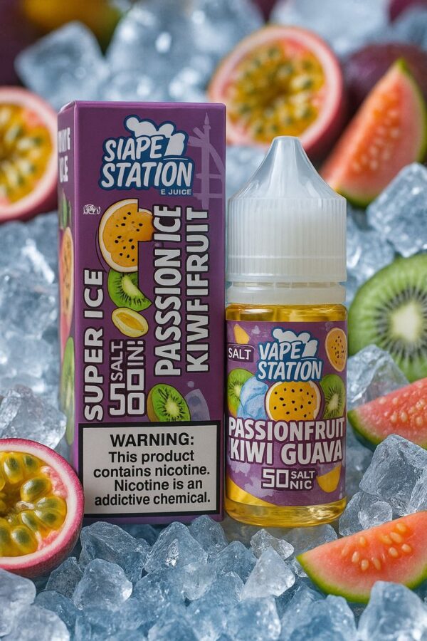 نكهة باشن فروت وكيوي وجوافة من ليكود فيب Vape Station بطابع استوائي منعش Vape Station Passion Fruit Kiwi Guava
