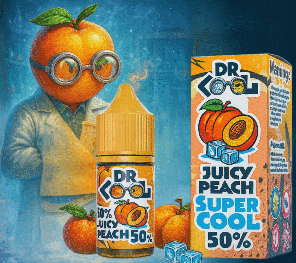dr cool juicy peach Super Cool – نكهة خوخ عصيري ليكود سولت مع تبريد سوبر كول منعش