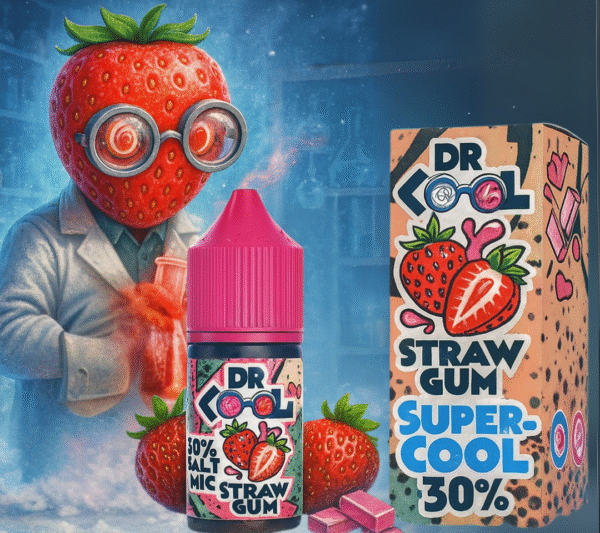 dr cool straw gum Super Cool – نكهة علكة فراولة ليكود سولت بتبريد قوي ومنعش