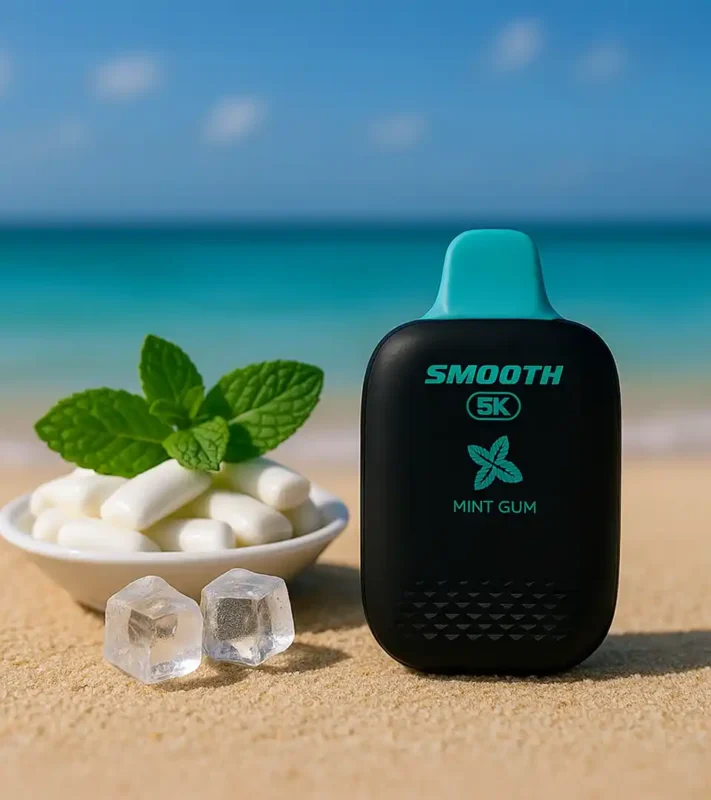 ديسبوسيبل Smooth 5K Mint Gum مع 5000 نفس بطعم علكة نعناع منعش
