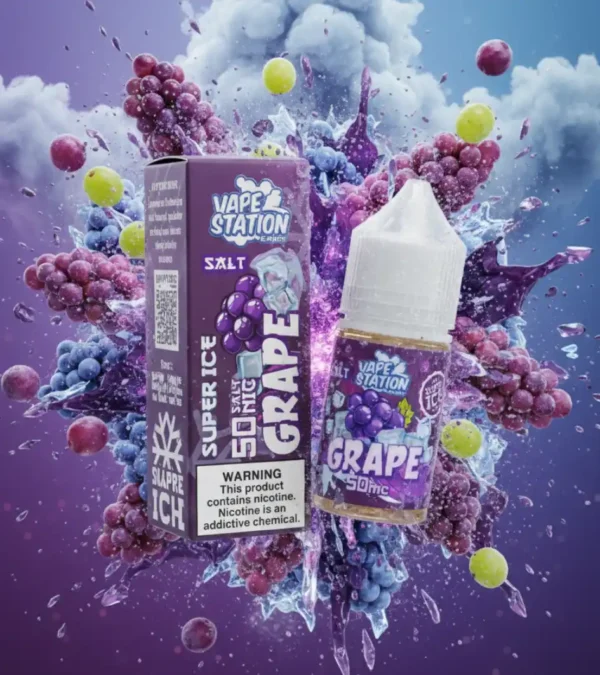نكهة Vape Station Super Cool Grape 30ml بطعم عنب سكّري ببرودة عالية
