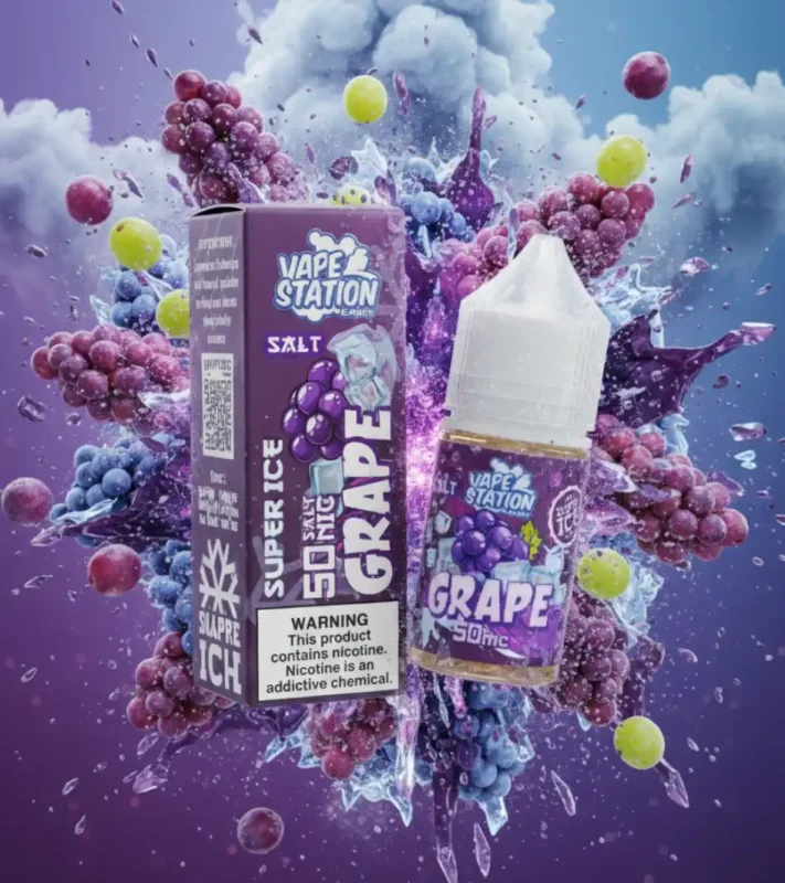 نكهة Vape Station Super Cool Grape 30ml بطعم عنب سكّري ببرودة عالية