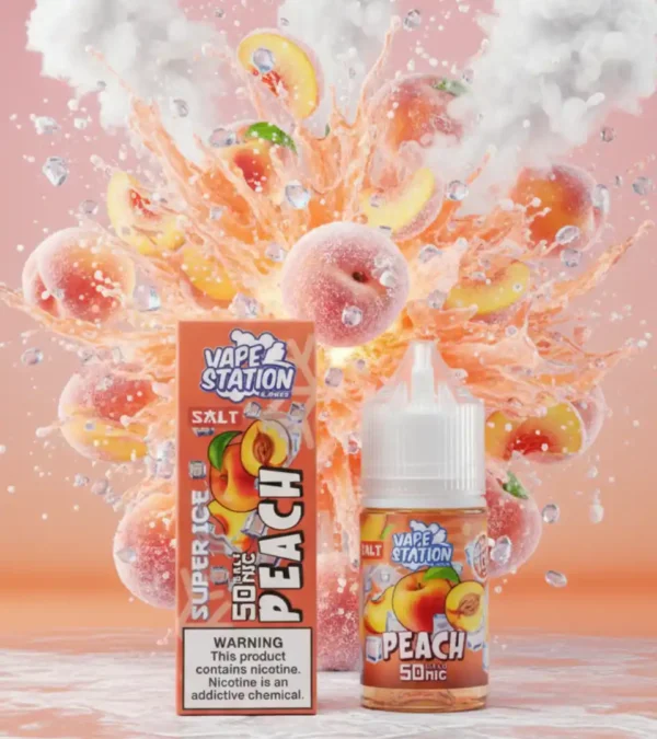 نكهة Vape Station Super Cool Peach 30ml بطعم خوخ فريش ومبرد