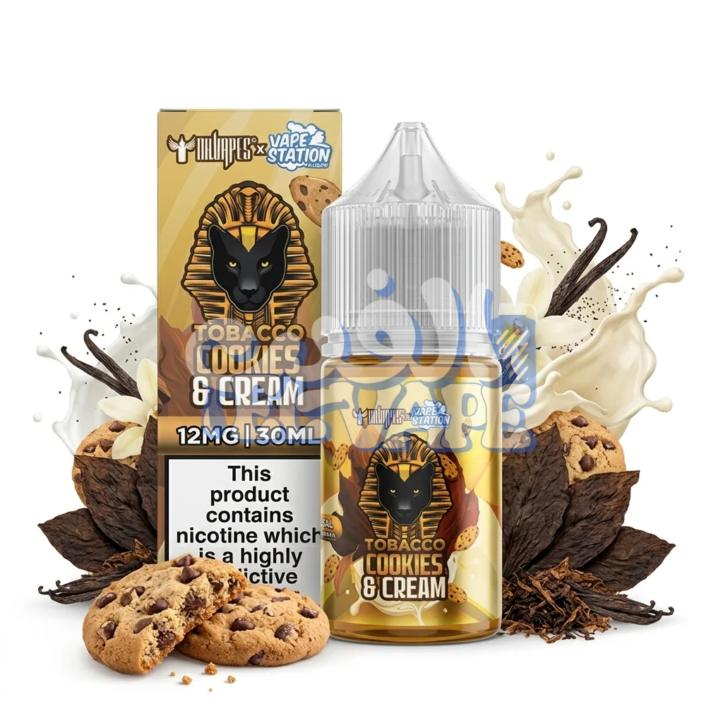 ليكود فيب ستيشن توباكو كوكيز كريم 30 مل | Vape Station Tobacco Cookies Cream 30ml زجاجة ليكود فيب ستيشن توباكو كوكيز كريم 30 مل بنكهة تبغ ناعم مع كوكيز وكريمة.